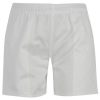 White elastic closure men rugby shorts with hemmed bottom