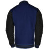 Royal blue body and black leather sleeves letterman jacket back