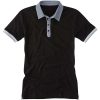 Black cotton polo shirt with gray placket and knitted armbands