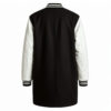 Black wool body and white wool sleeves long varsity coat back