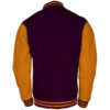 maroon wool body and bright gold leather sleeves letterman jacket back