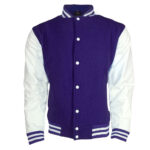 purple blank letterman jackets with white leather sleeves