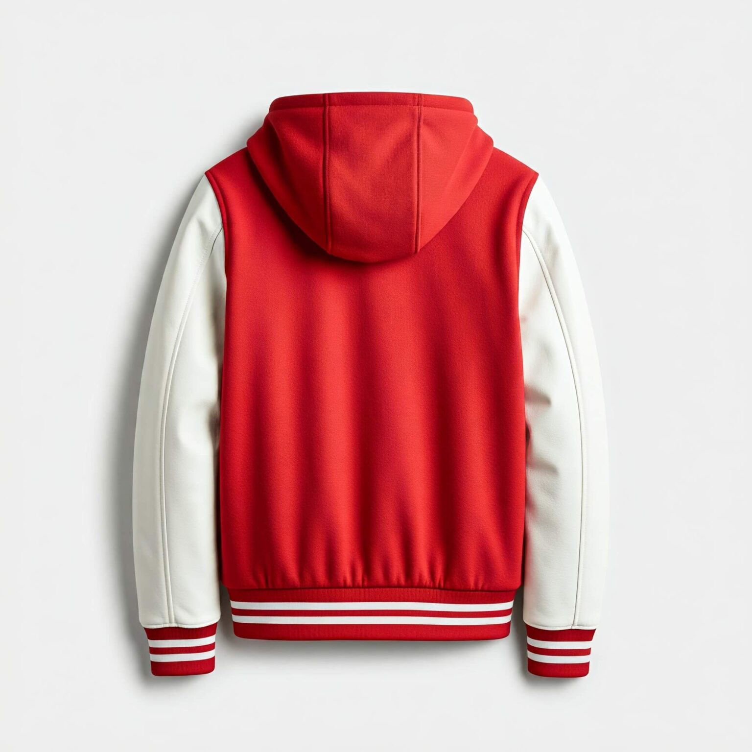 High Quality Red Hooded Letterman Jacket in 18+ Colors