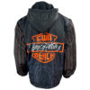 Polyester sublimated hooded black windbreaker jacket back
