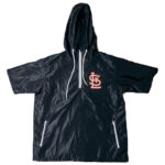 Sublimated hooded quarter zip windbreaker with sublimated logo on chest