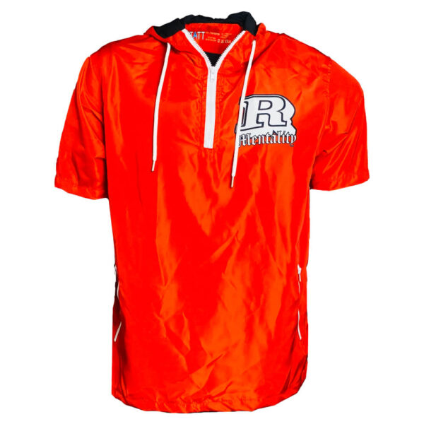 Sublimated red short sleeves half zip windbreaker front