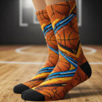 Personalized basketball socks with basketball pattern all over printed on it