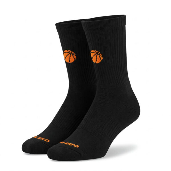Black basketball socks with printed basketball on top