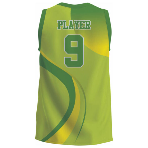 sublimated green basketball jersey back with name and number