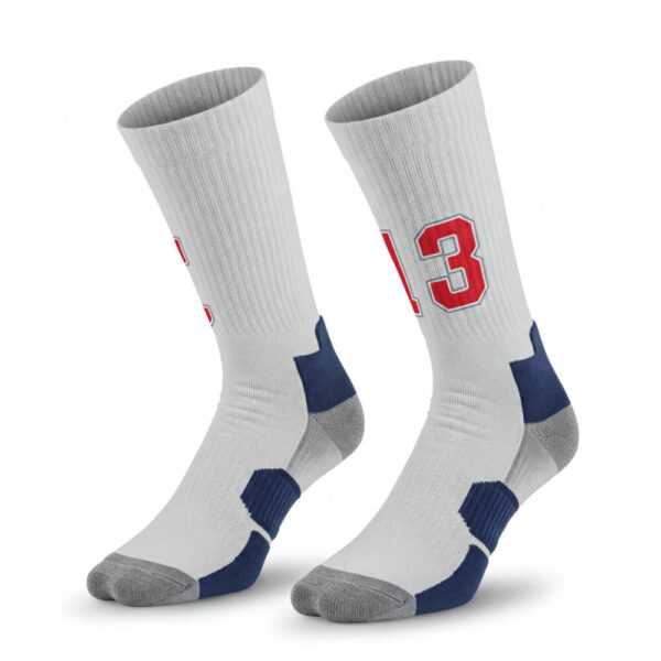 white basketball socks with numbers