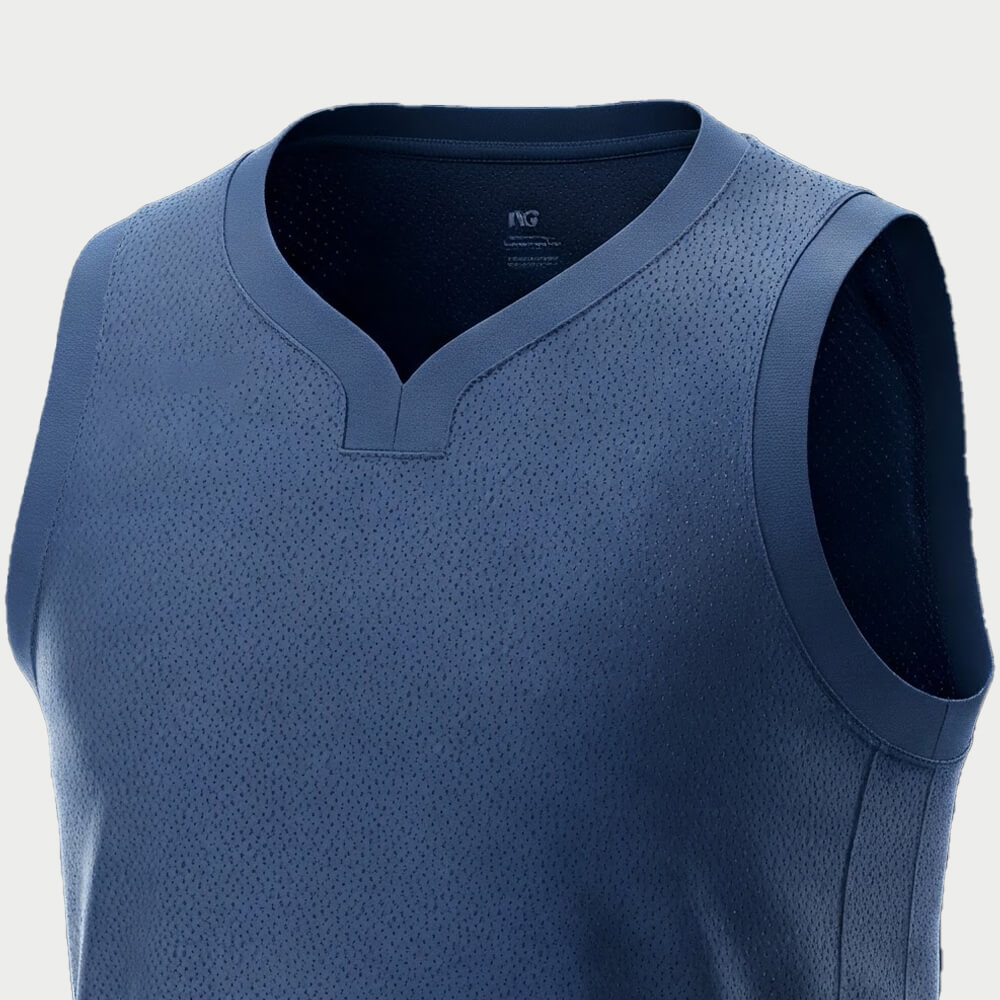 Y shape neck collar basketball jersey closeup