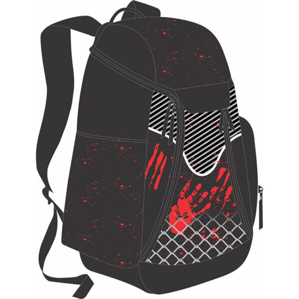 black and grey flag football backpack sideview