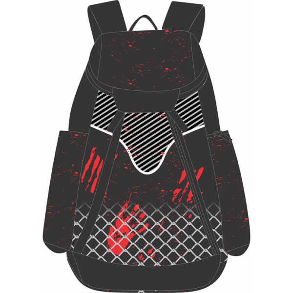 black and grey flag football backpack front