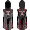 black and grey flag football hooded jersey front back
