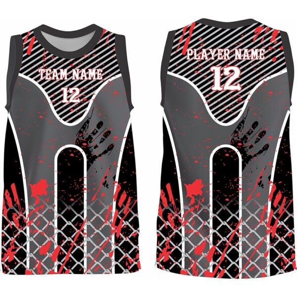 black and grey flag football sleeveless jersey front and back