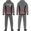 black and grey flag football tracksuit front and back
