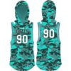sublimated camo hooded flag football jersey front and back