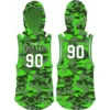 green camo hooded flag football jersey front and back