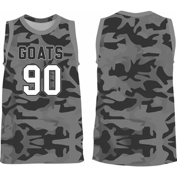 grey camo sleeveless flag football jersey front and back