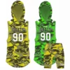 Camo hooded flag football uniform set 2 jerseys 1 shorts