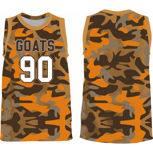 orange camo sleeveless flag football jersey front and back