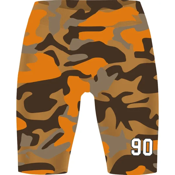 orange camo flag football shorts