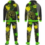Sublimated paint splatter flag football tracksuit front and back