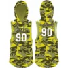 yellow camo hooded flag football jersey front and back