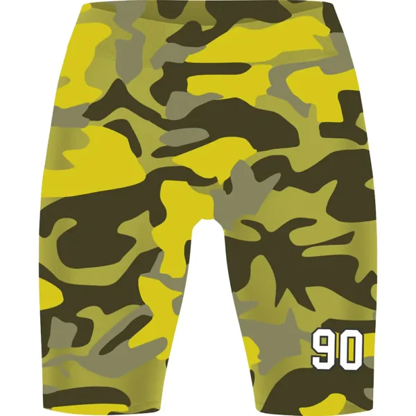 yellow camo flag football shorts