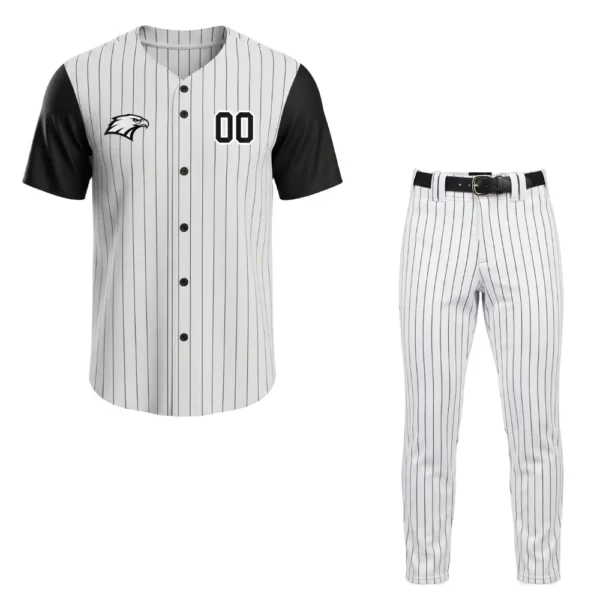 black pinstripes baseball uniform
