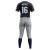 navy blue and grey softball uniform back