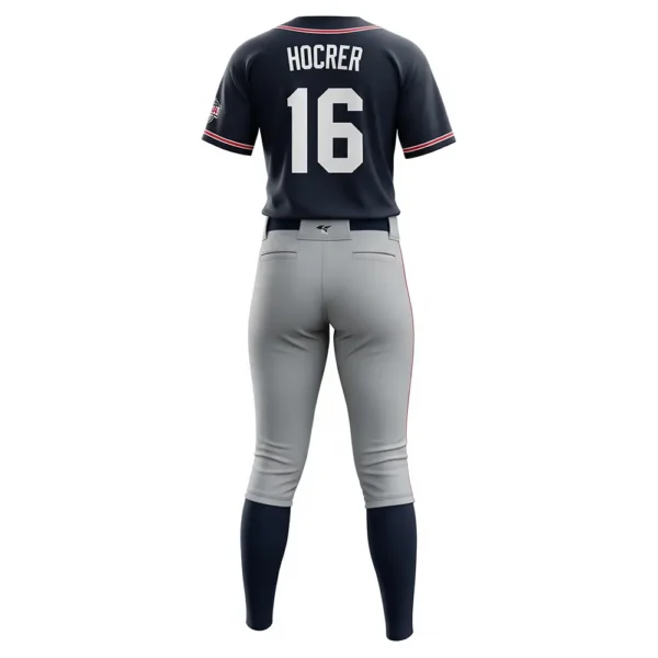navy blue and grey softball uniform back