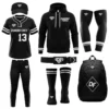 diamond force softball uniform package with visor, jersey, pants, hoodie, belt, socks, sleeves, and backpack