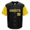 black and yellow full button baseball jersey