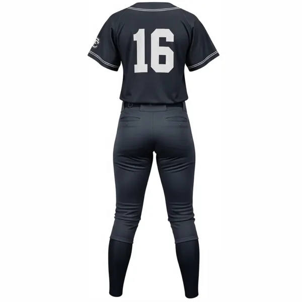 Dark blue grey softball uniform back