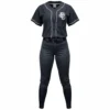 Dark blue grey softball uniform front
