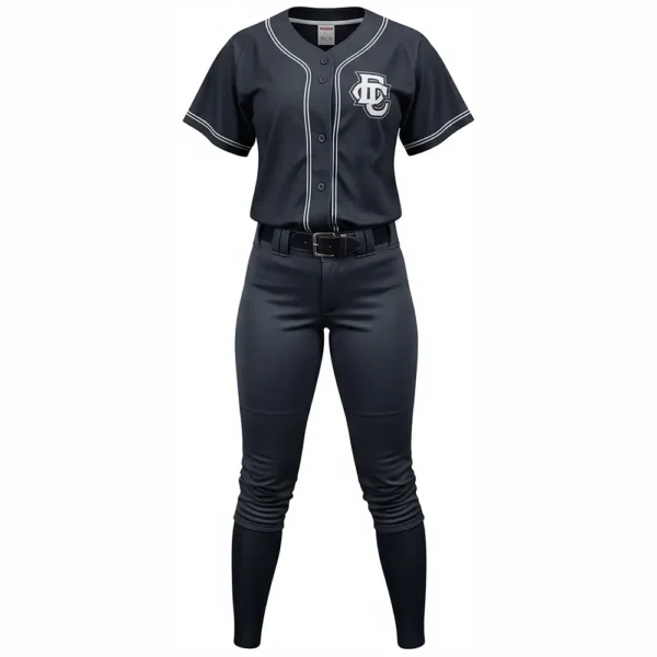 Dark blue grey softball uniform front