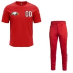 custom red baseball uniform