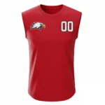 sleeveless crew neck red baseball jersey front