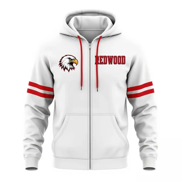 redwood white sublimated hoodie front