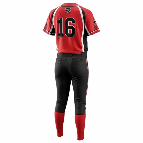 red and black softball uniform back