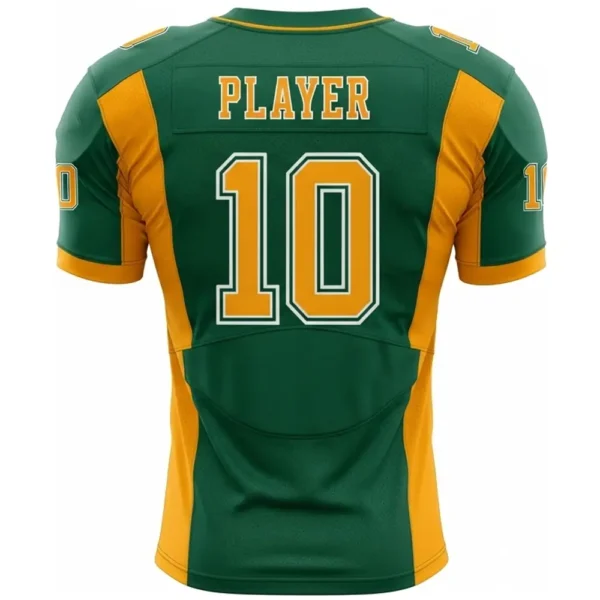 tackle twill green and yellow football jersey back