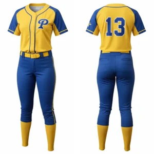 yellow and blue softball uniform