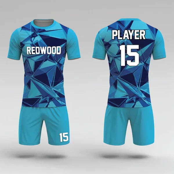 blue sublimated soccer uniform