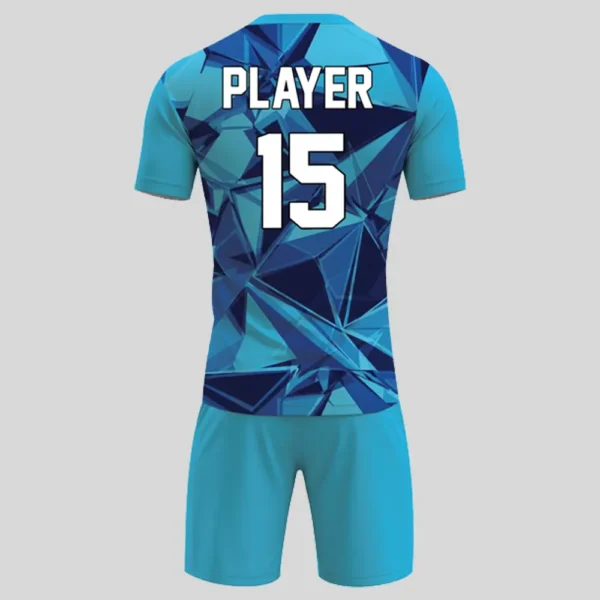 blue sublimated soccer uniform back
