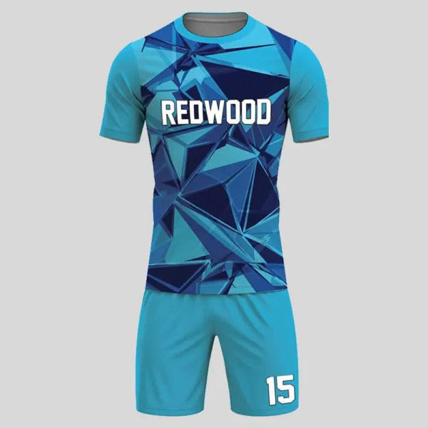 blue sublimated soccer uniform front