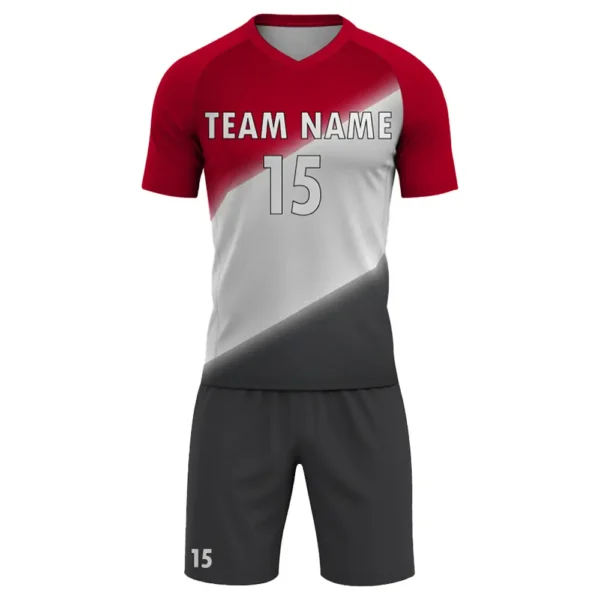 men's red, white, black volleyball uniform front