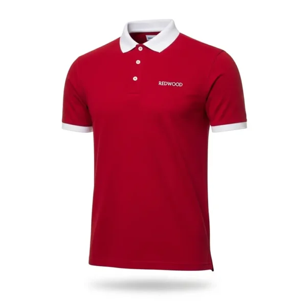 red soccer polo shirt front