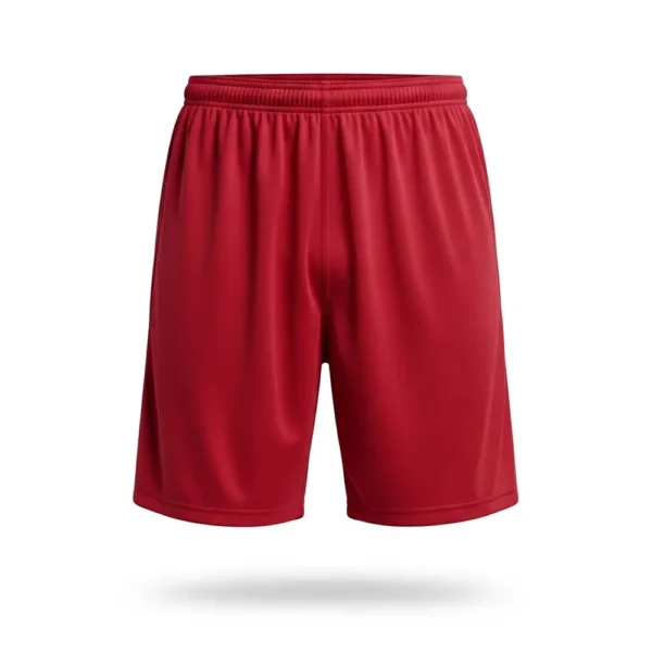 red soccer goalie shorts front