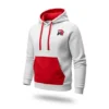 white soccer hoodie front with custom logo